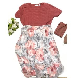 Alfred dunner floral skirt pink and gray xl